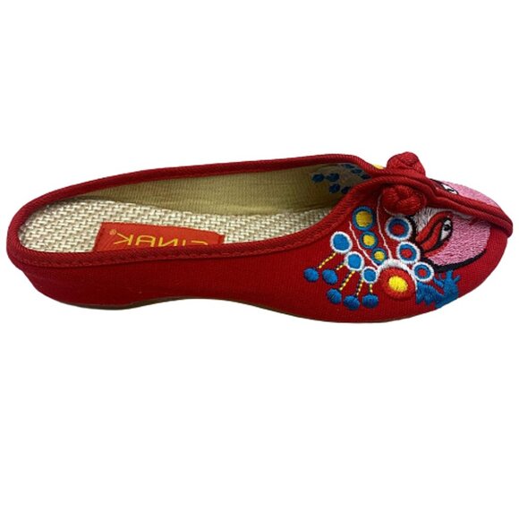 Women's Backless Embroidered Owls Print Chinese Style Slip-on Flat Slippers - Picture 6 of 8